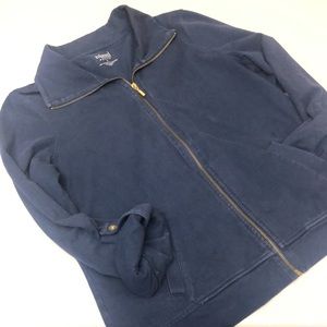 Relaxed by Charter Club large petite collared navy zip up sweater jacket